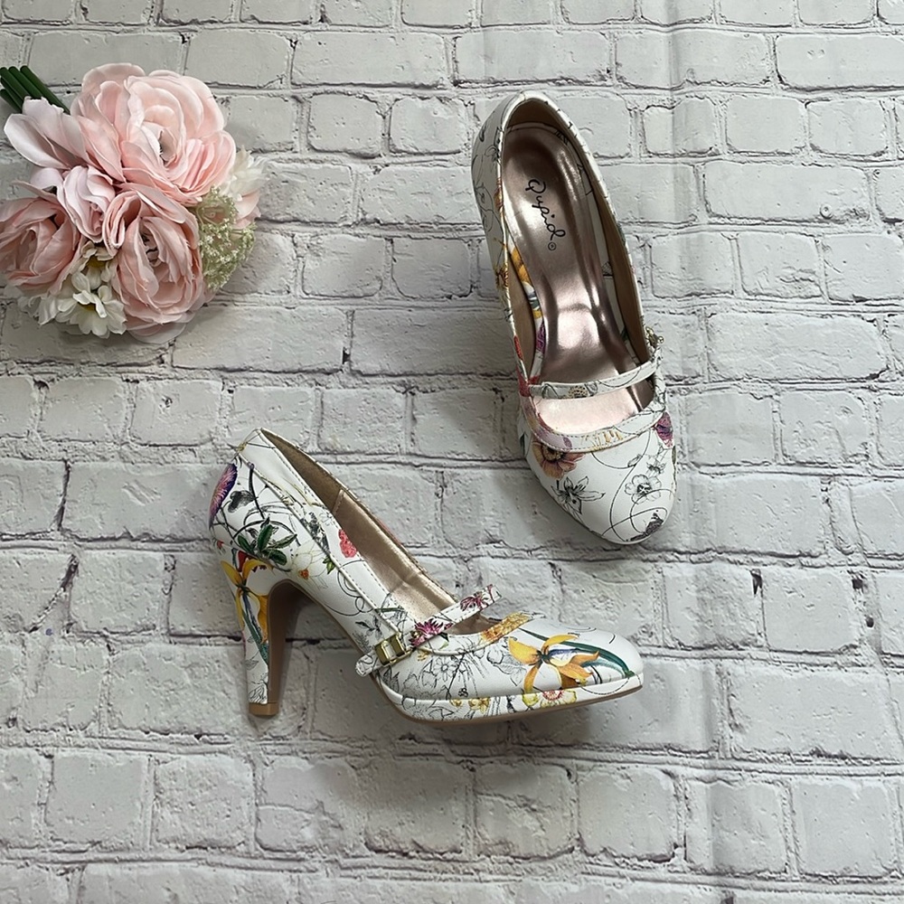 Qupid Floral Kitten Heel